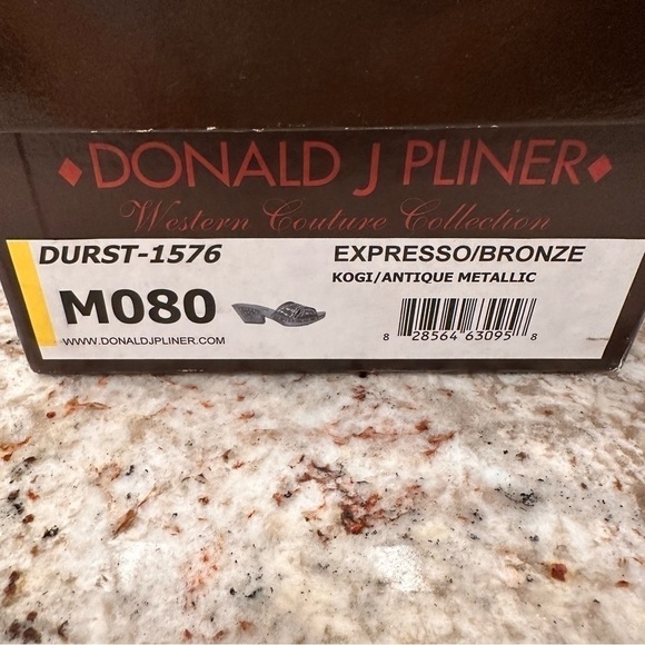 𝅺Donald J Pliner heels clogs slip ons espresso bronze metallic western size 8 - Picture 11 of 13